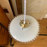 Pair of white glass hanging lamps