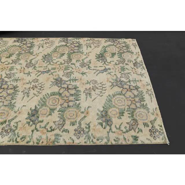 1970s Vintage Turkish Hand-Knotted Wool Cotton Tan Runner Rug 93x287