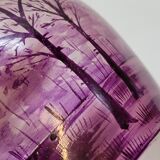 Ancien petit vase en cristal de bohême peint souvenir auvergne