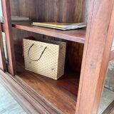 Mahogany sideboard with sliding glass doors