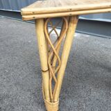 Table basse ancien d'appoint en rotin vintage