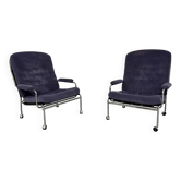 Pair of lounge chairs on wheels, Scandinavian design by Bruno Mathsson.