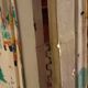 Vintage wooden children's screen from the 1950s/1960s with fairy tale fabric