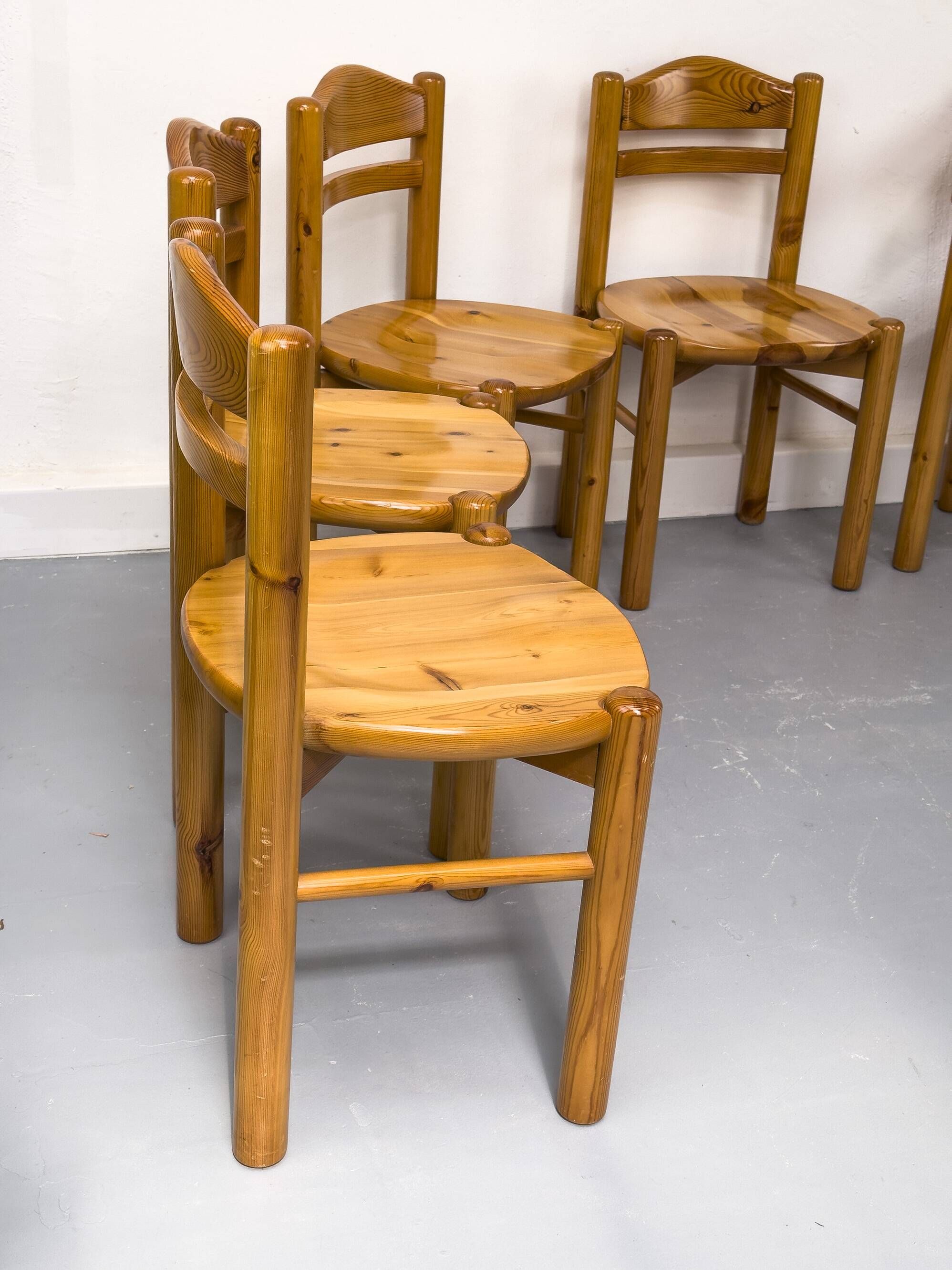 Pine dining chairs in the style of Rainer Daumiller, 1970s, set of 6.