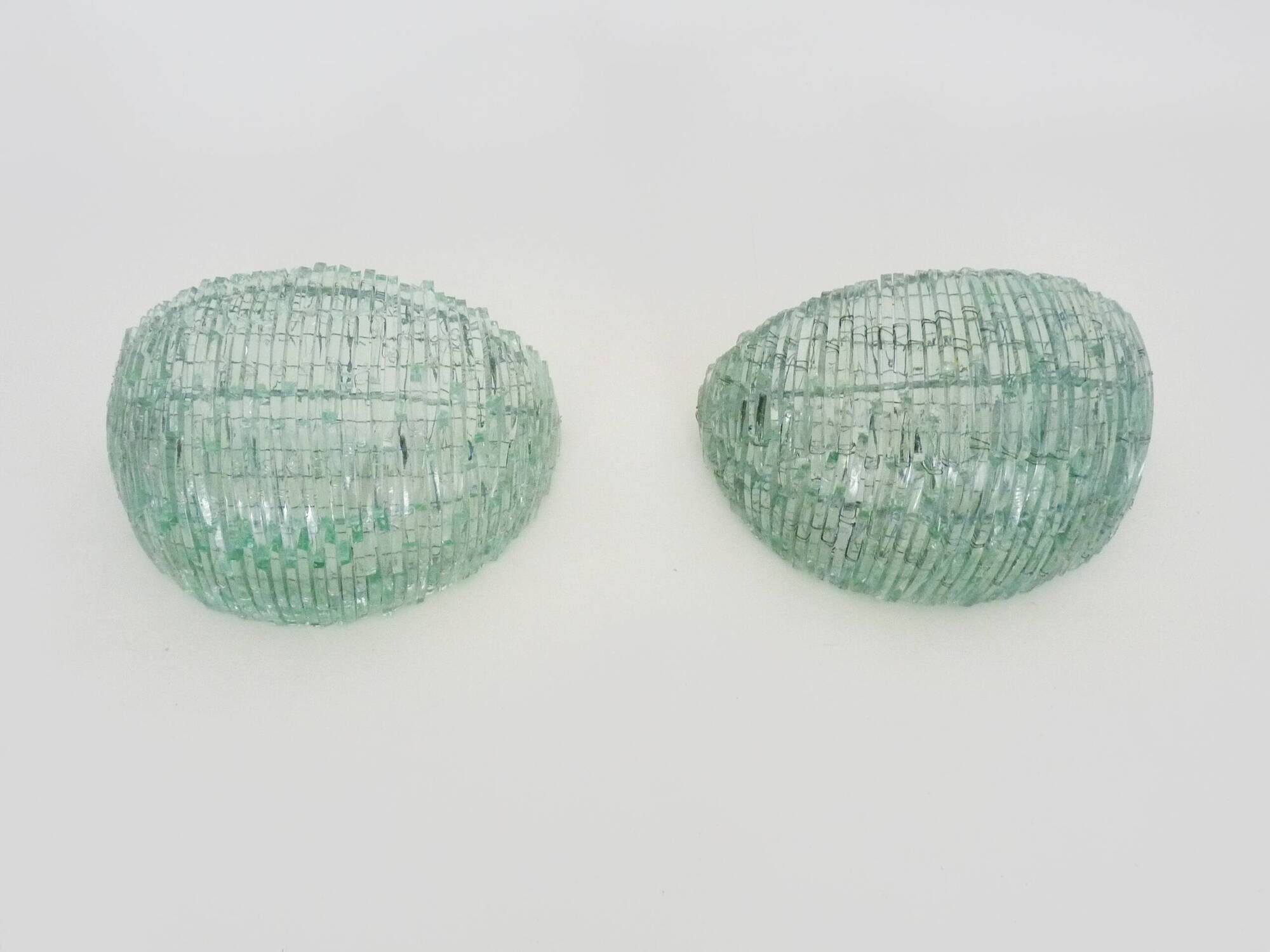 Pair of designer wall lights in vintage glass slats from the 70s/80s
