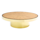 Bamboo and brass marquetry coffee table circa 1980