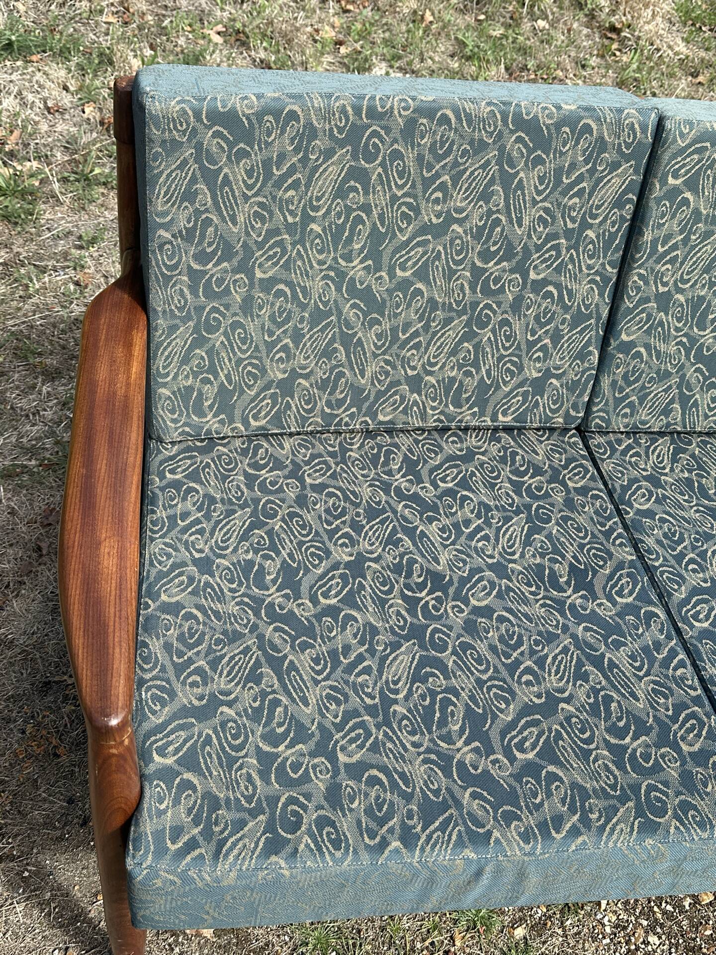 Vintage Scandinavian 3-seater wooden sofa – 1960s/70s