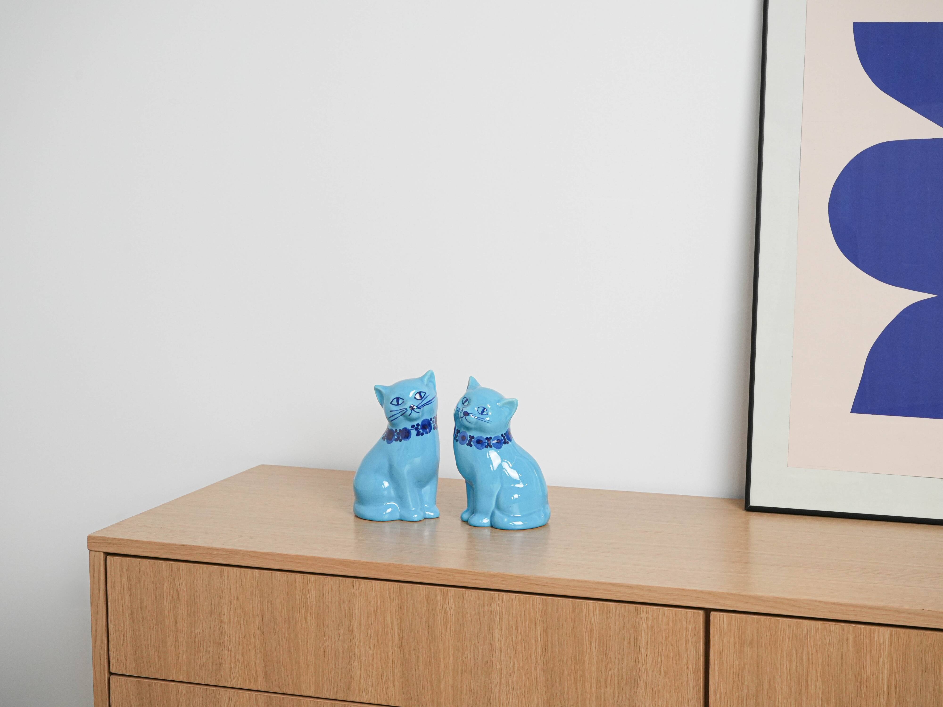 Ceramic cat figurines, Swedish design, 1970s, manufactured by Guldkroken