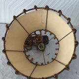 Vintage rattan pendant lamp with paper lampshade