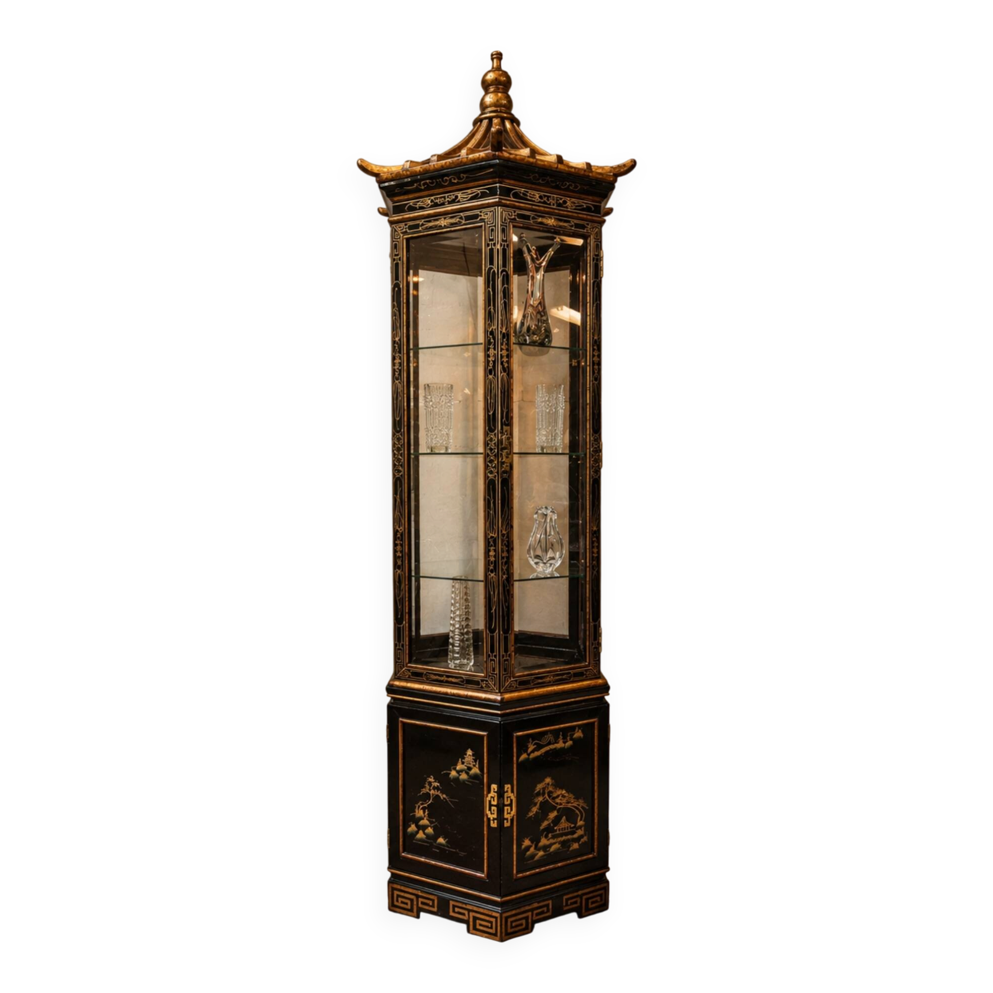 Vitrine chinoise vintage toit pagode (éclairage) asiatique