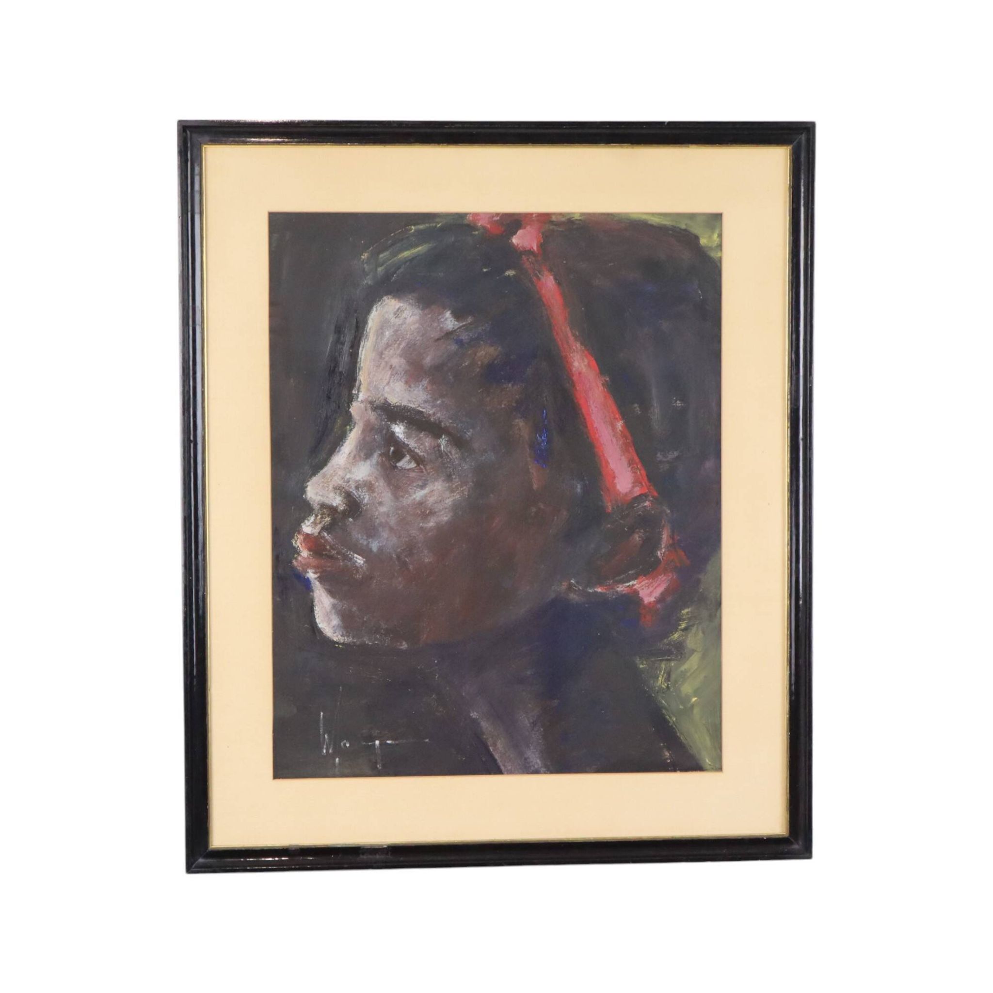 African Girl Art Painting on Paper Weyne 66x56cm