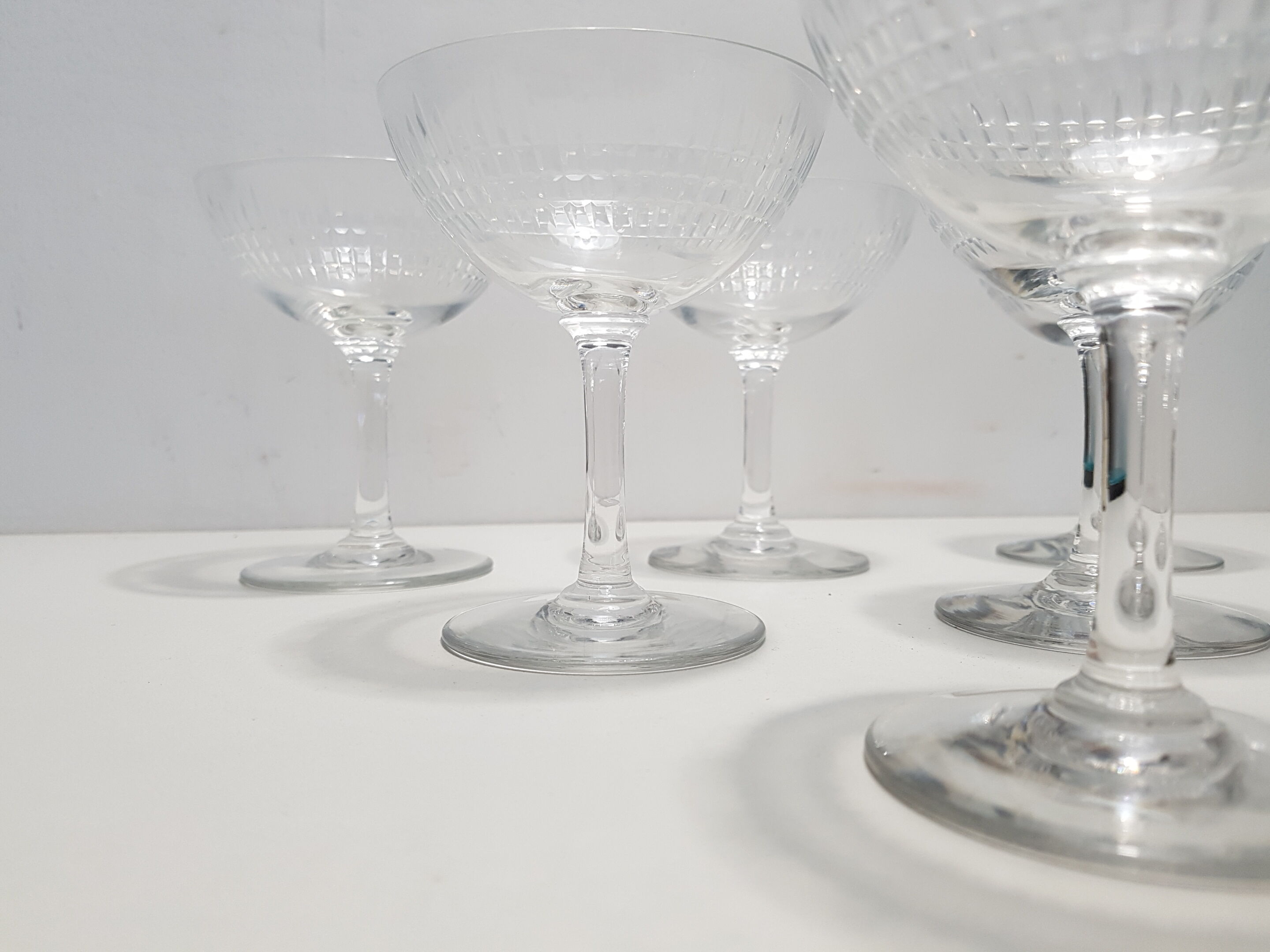 6 champagne glasses in Baccarat crystal, Nancy model, circa 1920