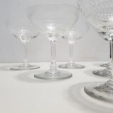 6 champagne glasses in Baccarat crystal, Nancy model, circa 1920