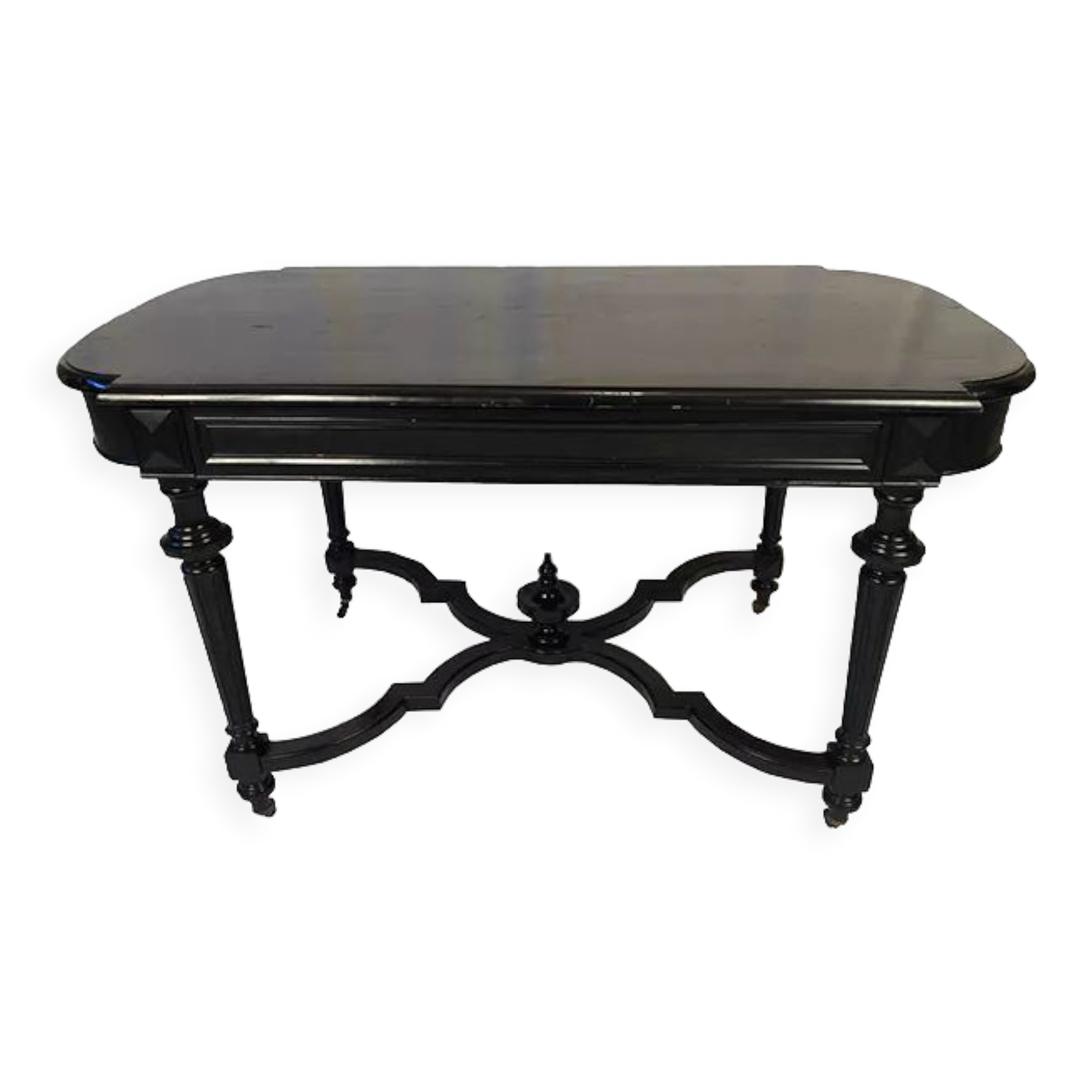 Napoleon III desk, blackened wood and ebony veneer top