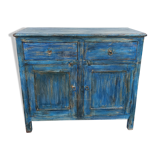 Blue wooden buffet with 2 drawers and 2 doors