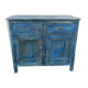 Buffet en bois bleu avec 2 tiroirs et 2 portes