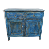 Buffet en bois bleu avec 2 tiroirs et 2 portes