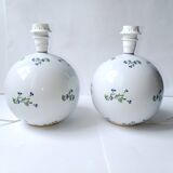 Pair of Royal Lily Aux Barbeaux Porcelain Ball Lamps