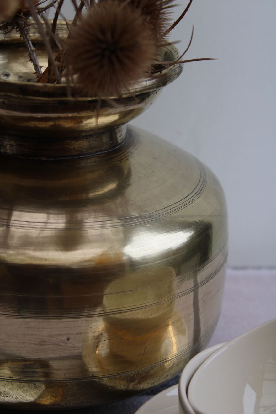 Golden brass vase