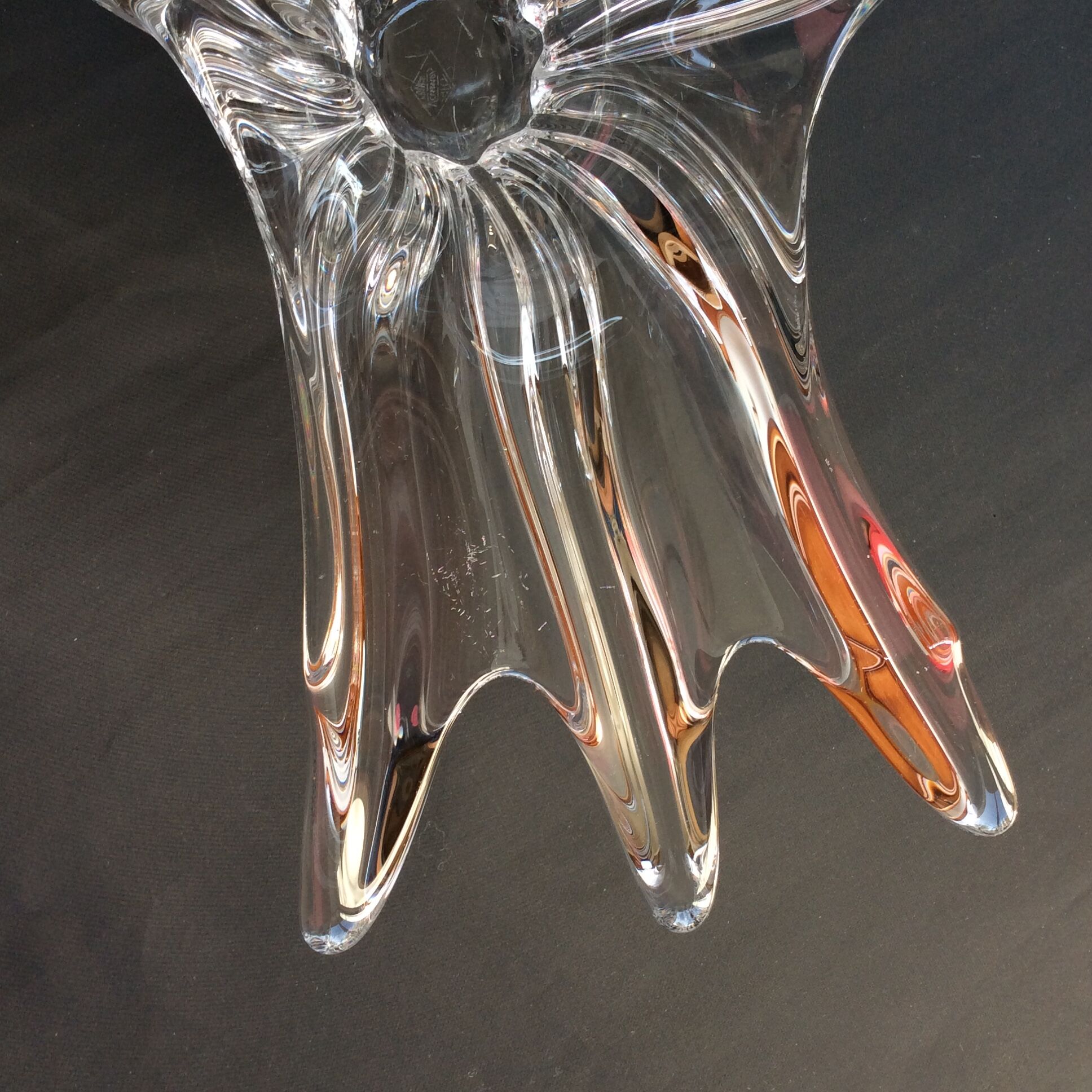 Crystal fruit cup with handles Art Vannes France - vintage