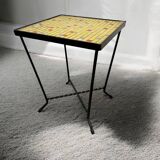 Mini vintage yellow plant table / mosaic side table