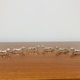 6 porte-couteaux chevaux en métal argenté vintage