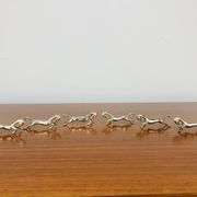 6 vintage silver metal horse knife rests