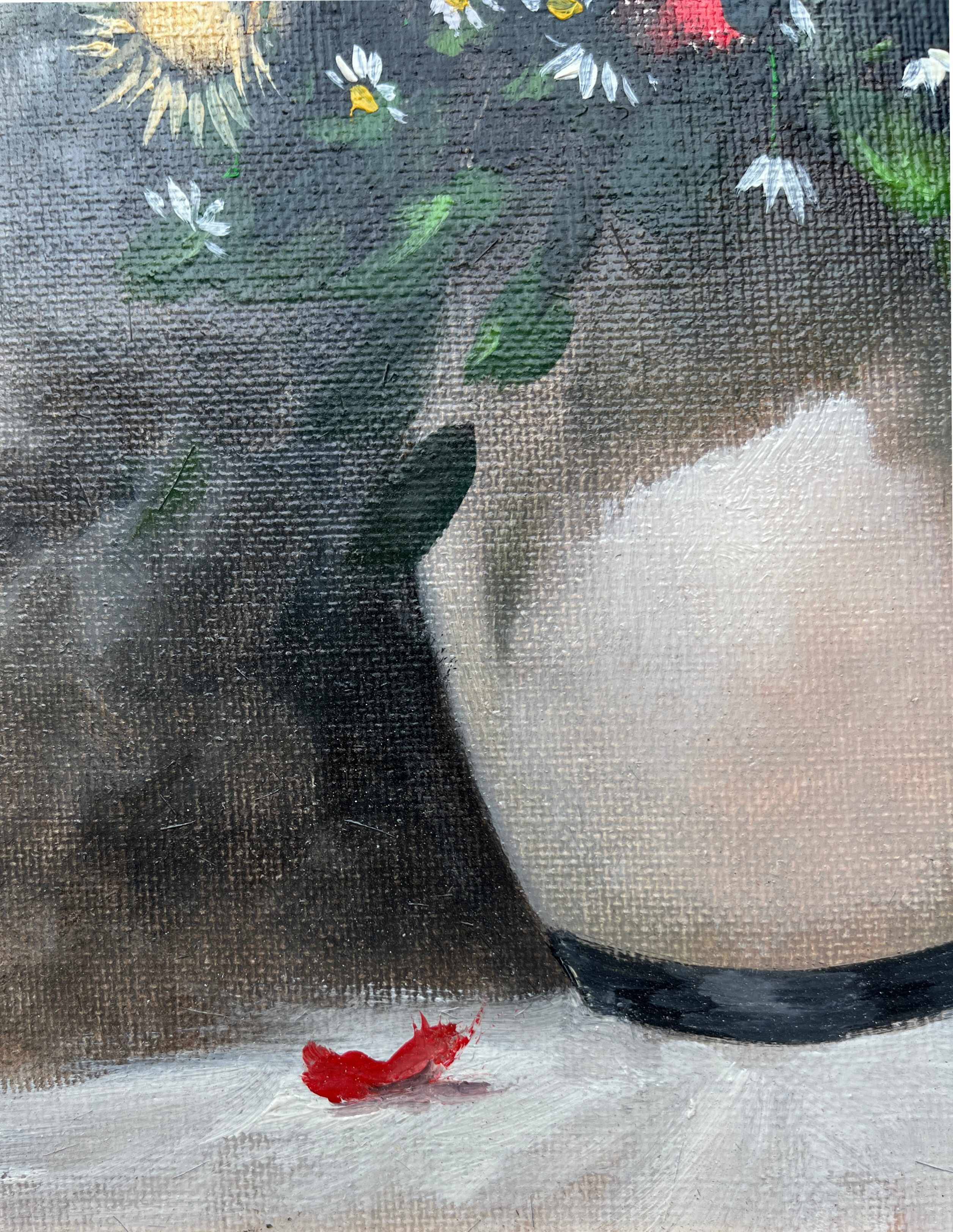 HST painting "Bouquet of wild flowers" signed Serge Cucca (1946) + frame