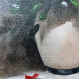 HST painting "Bouquet of wild flowers" signed Serge Cucca (1946) + frame