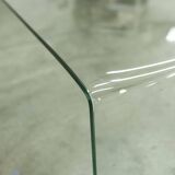 Postmodern Rectangular Curved Tempered Glass Coffee Table, 1990