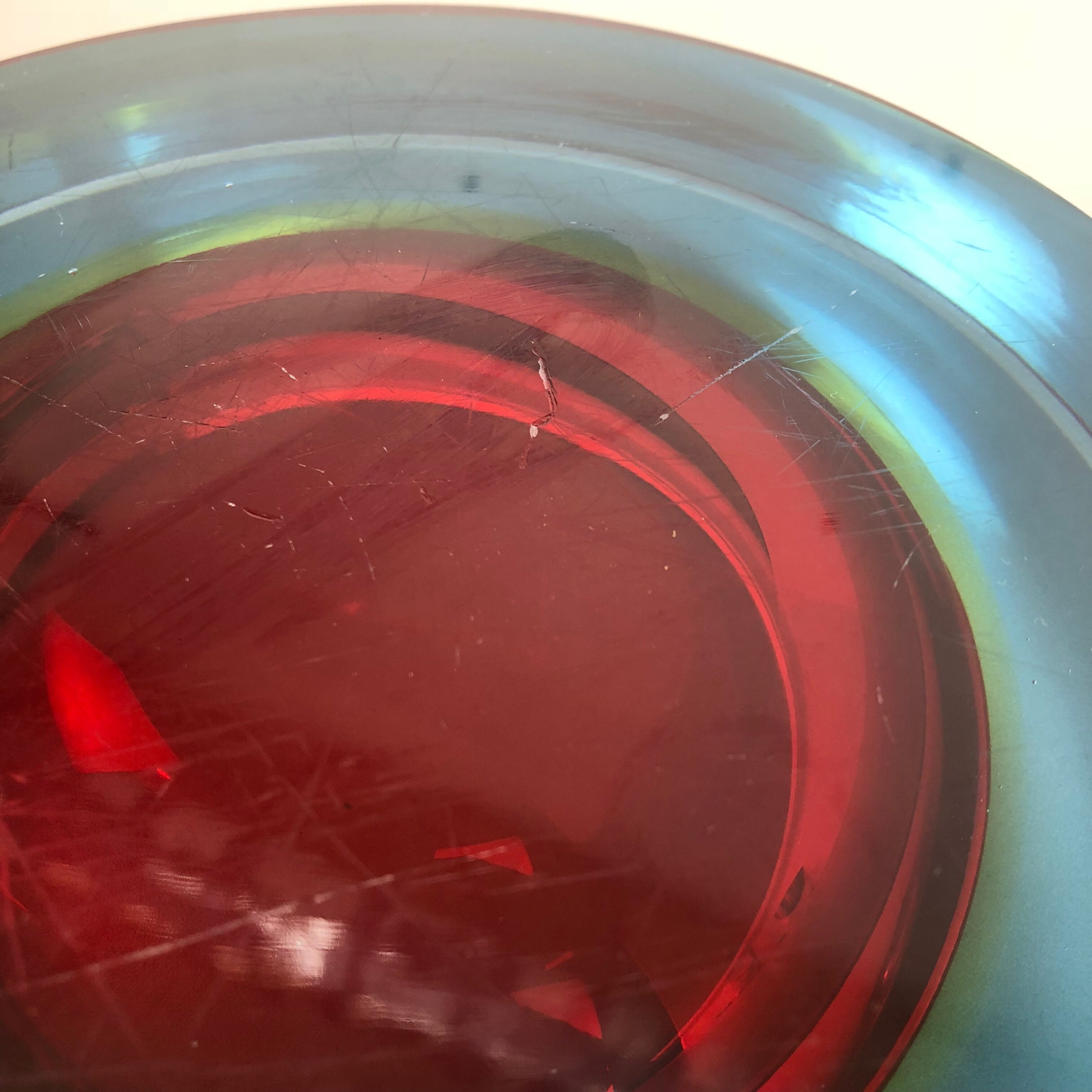 Rare Extra Large Sommerso Bowl Murano Vetri Glass by Cenedese, Italy, 1970s