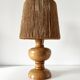 Vintage 1960 turned wood elm lamp