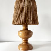 Vintage 1960 turned wood elm lamp