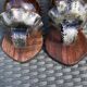 Pair of amber green wall candle holders