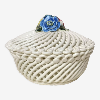 Vintage braided porcelain basket