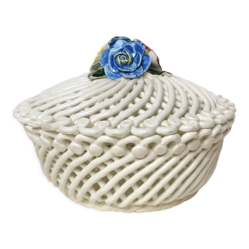 Vintage braided porcelain basket