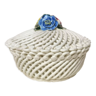 Vintage braided porcelain basket