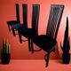 Set of four high "Slat back" chairs - Italian design 1980s