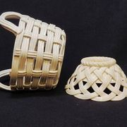 Lot de céramique tressée blanche méditerranéenne panier + coupelle