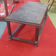 Table basse plateau carreau pierre nature pieds acier art deco