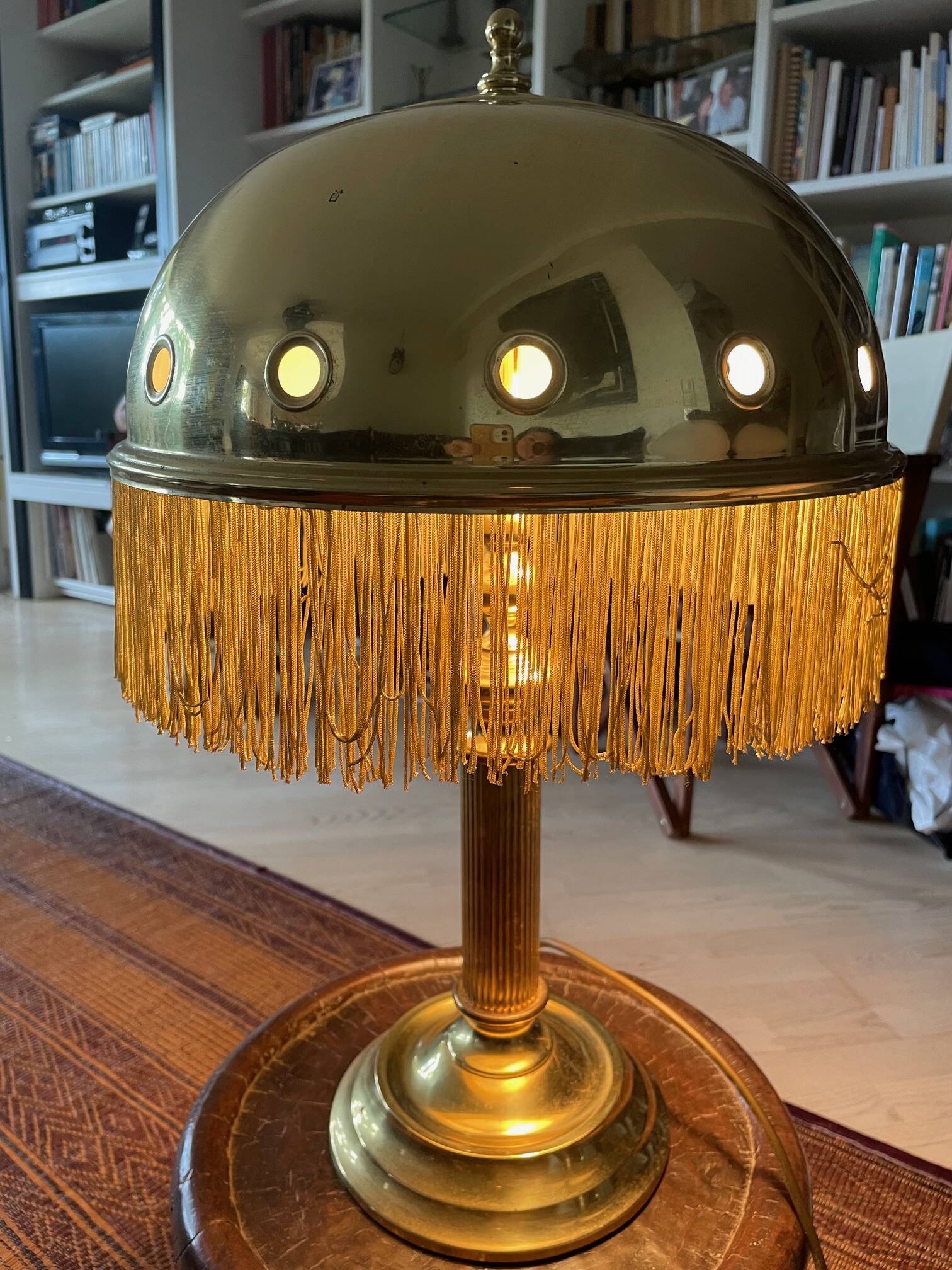 Vintage half moon brass lamp
