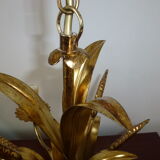 Wheat cob chandelier of the Masca House, gilded aged, 3 fires, 70s/80s