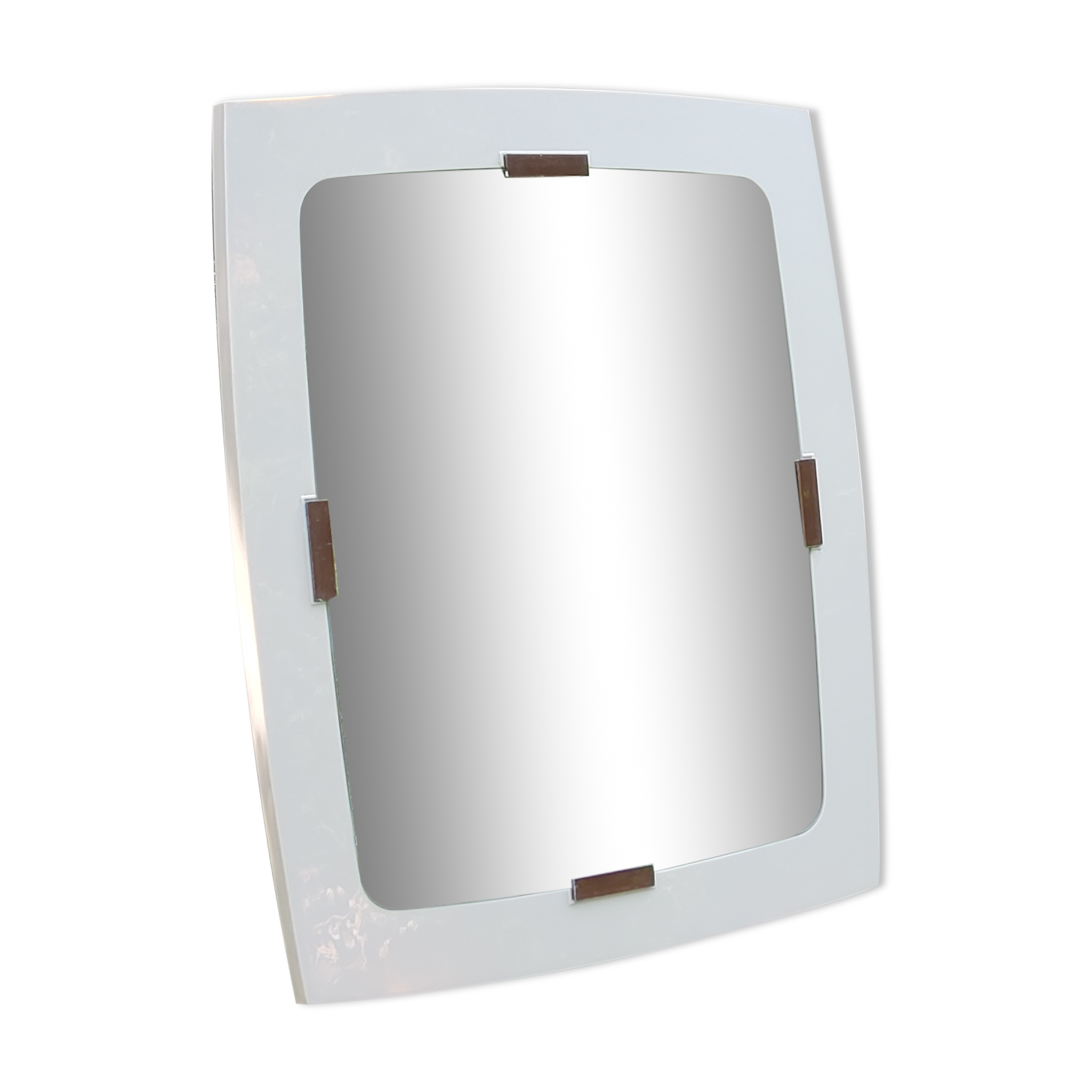 Miroir en plastique beige et marron des années 70