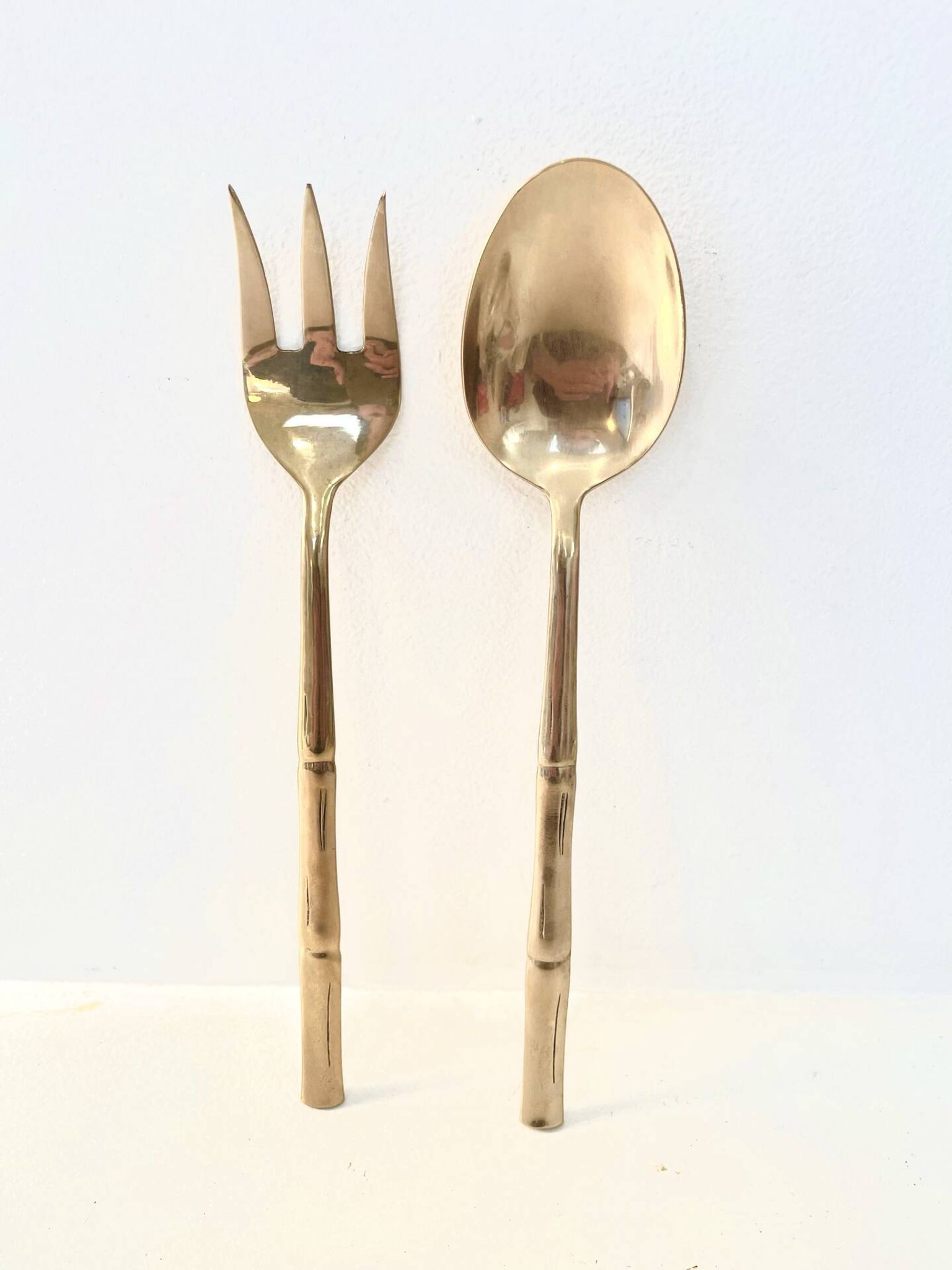 Couvert de service vintage, bambou doré, Hollywood Regency - circa 197