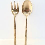 Couvert de service vintage, bambou doré, Hollywood Regency - circa 197