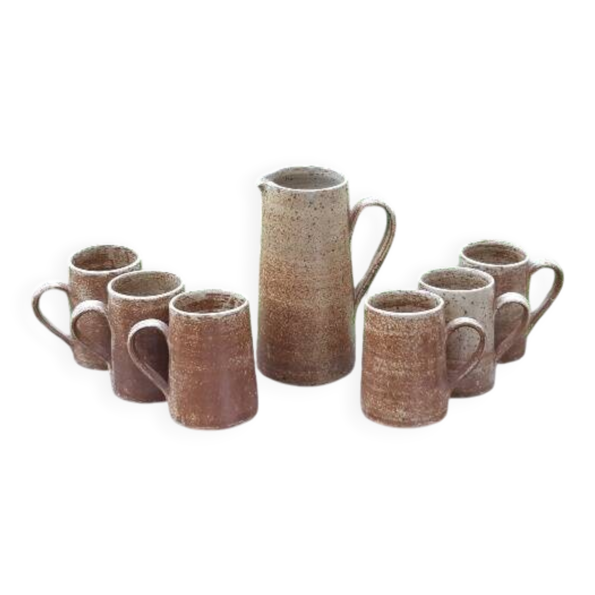 Pitcher and tumblers, pyrite stoneware, France, 1970