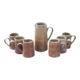 Pitcher and tumblers, pyrite stoneware, France, 1970