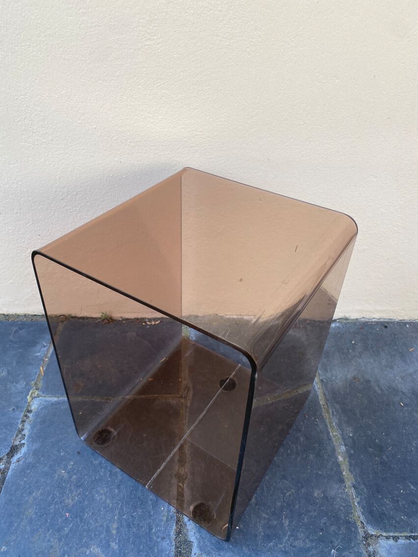 Cube en plexiglas fumé vintage