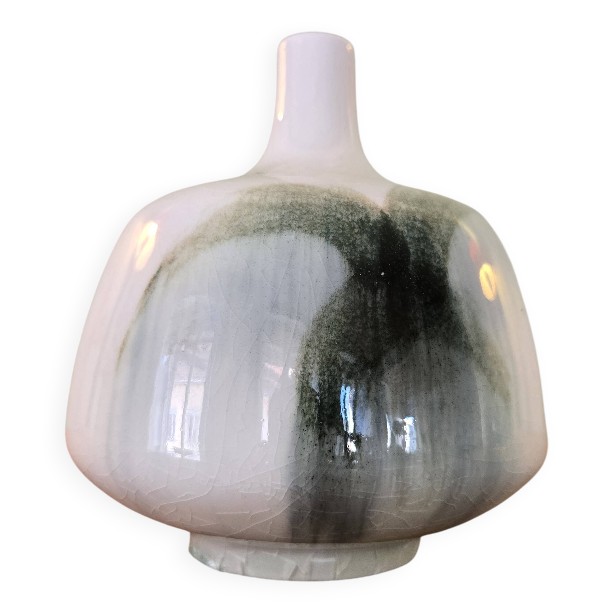Ceramic spinning top vase signed Pierre Devie 1977