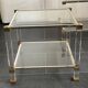Pair of vintage and brass glass hollywood regency side tables by peter vandel